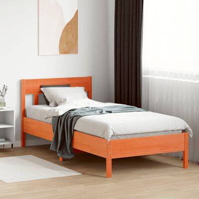 vidaXL Estructura de cama sin colchón madera maciza marrón 75x190 cm