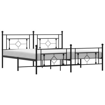 vidaXL Estructura de cama cabecero y estribo metal negro 180x200 cm