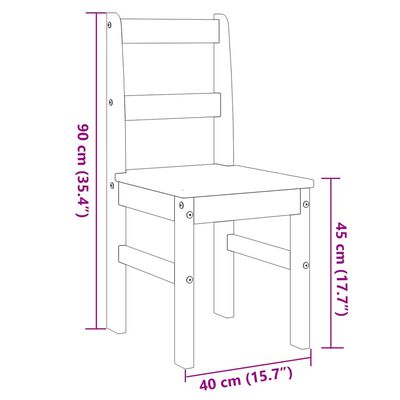 vidaXL Sillas de comedor Panama 2 uds madera maciza pino 40x46x90 cm