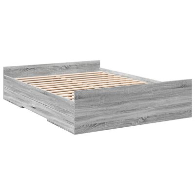 vidaXL Cama con cajones madera ingeniería gris Sonoma 120x200 cm