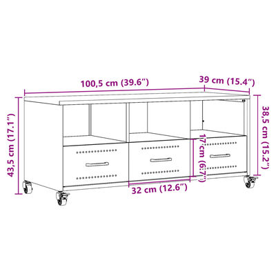 vidaXL Mueble de TV acero gris antracita 100,5x39x43,5 cm