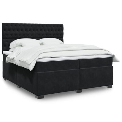 vidaXL Cama box spring con colchón terciopelo negro 200x200 cm