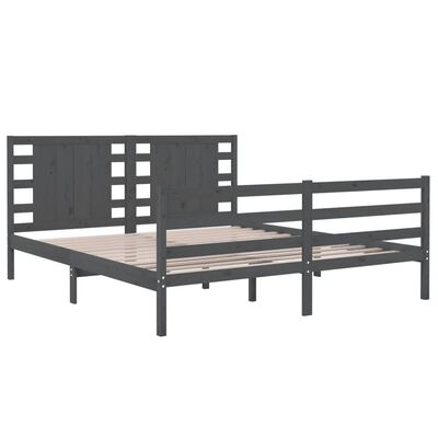 vidaXL Estructura de cama de madera maciza de pino gris 140x190 cm