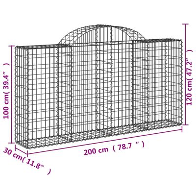 vidaXL Cestas gaviones 15 uds forma de arco hierro 200x30x100/120 cm