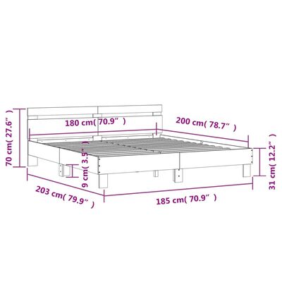 vidaXL Estructura cama con cabecero madera ingeniería blanco 180x200cm