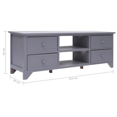 vidaXL Mueble para TV madera de paulownia gris 115x30x40 cm