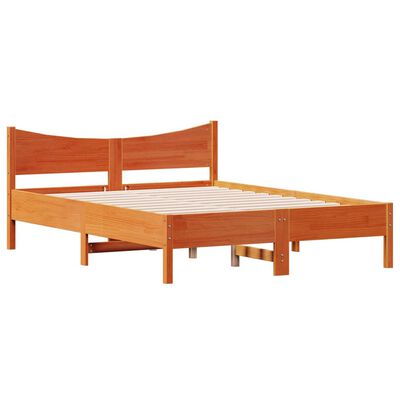 vidaXL Estructura de cama sin colchón madera maciza marrón 135x190 cm