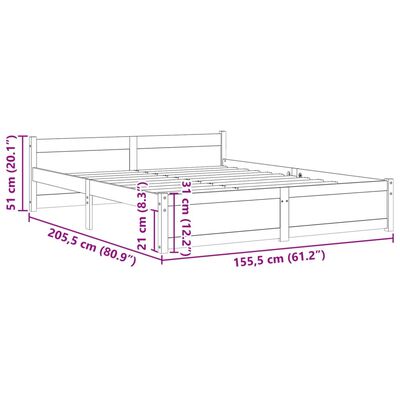 vidaXL Estructura de cama madera maciza negra King Size 150x200 cm