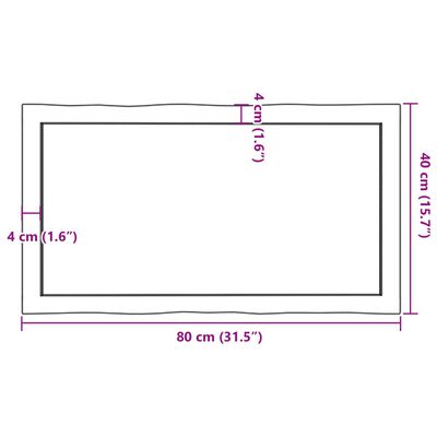 vidaXL Tablero de mesa madera maciza borde natural 80x40x(2-6) cm