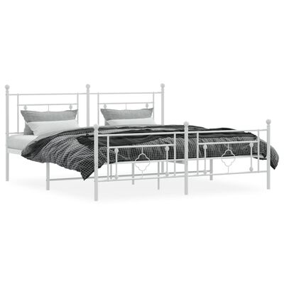 vidaXL Estructura cama sin colchón con estribo metal blanco 180x200 cm