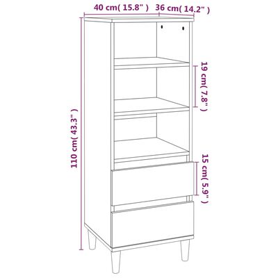 vidaXL Aparador alto madera contrachapada gris Sonoma 40x36x110 cm