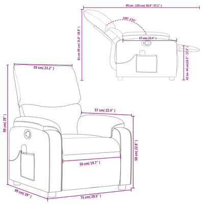 vidaXL Sillón de masaje reclinable cuero sintético marrón