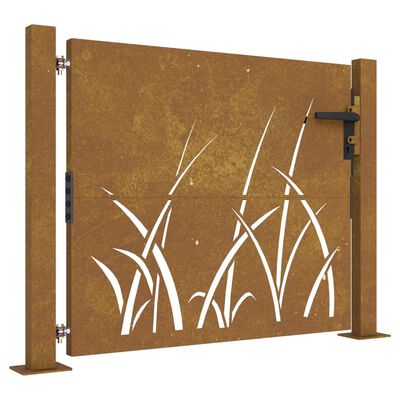 vidaXL Puerta de jardín acero corten diseño hierba 105x105 cm