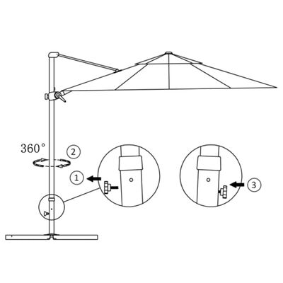 vidaXL Sombrilla jardín voladiza con palo de aluminio negra 250x250 cm