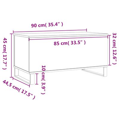 vidaXL Mesa de centro madera contrachapada roble ahumado 90x44,5x45 cm