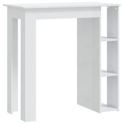 vidaXL Mesa bar con estante contrachapada blanco brillo 102x50x103,5cm