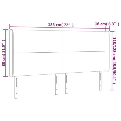 vidaXL Cabecero con LED cuero sintético blanco 183x16x118/128 cm