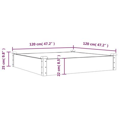 vidaXL Jardinera arriate con forro madera maciza abeto 120x60x25 cm