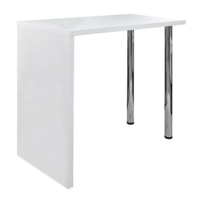 vidaXL Mesa alta de cocina con 2 patas de acero MDF blanco brillo