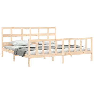 vidaXL Estructura de cama de matrimonio con cabecero madera maciza