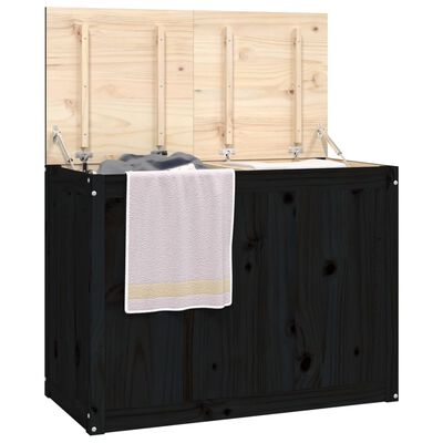 vidaXL Baúl para la colada madera maciza de pino negro 88,5x44x66 cm