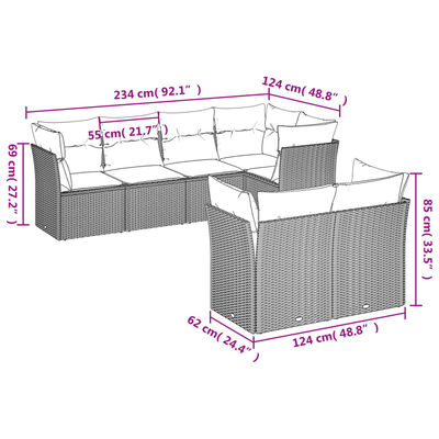 vidaXL Set sofás de jardín 7 piezas y cojines ratán sintético beige