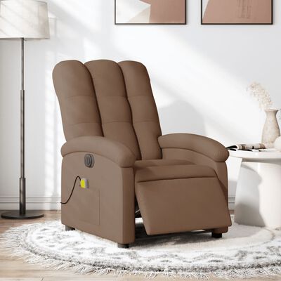 vidaXL Sillón reclinable de masaje eléctrico tela marrón