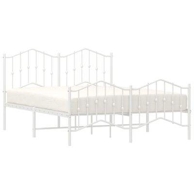 vidaXL Estructura cama sin colchón con estribo metal blanco 135x190 cm