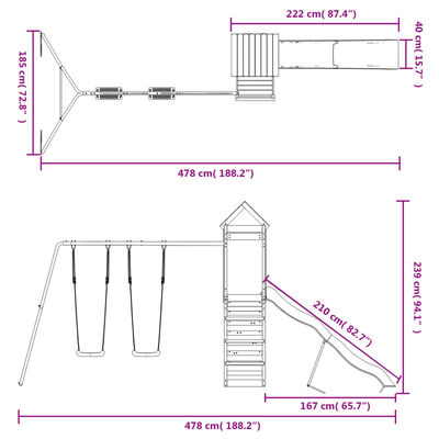 vidaXL Parque infantil de exterior madera de pino impregnada