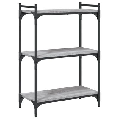 vidaXL Librería 3 estantes madera ingeniería gris Sonoma 60x30x86 cm