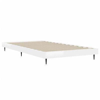 vidaXL Estructura de cama madera de ingeniería blanco brillo 100x200cm