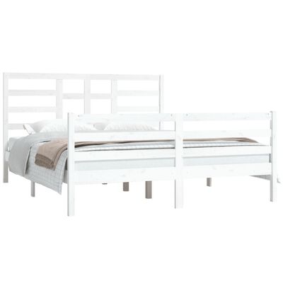 vidaXL Estructura de cama de madera maciza blanca 160x200 cm