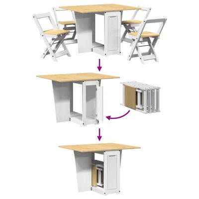 vidaXL Set comedor plegable mariposa 5 pzas Corona madera pino blanco