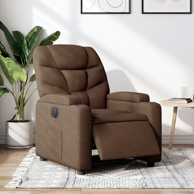 vidaXL Sillón reclinable eléctrico de tela marrón