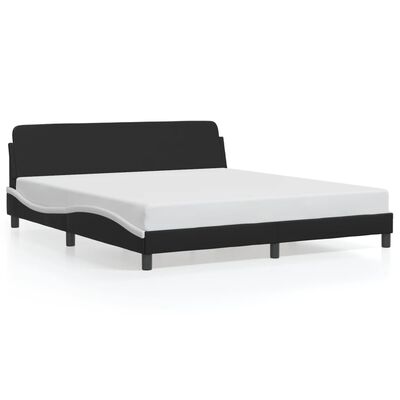 vidaXL Cama sin colchón cuero sintético negro blanco 180x200 cm