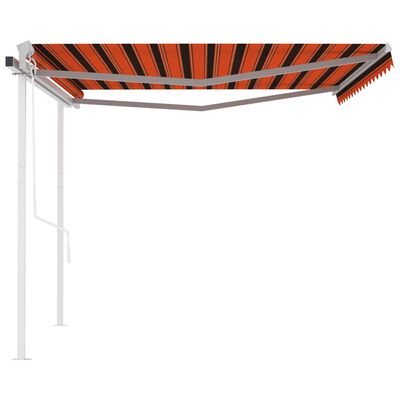 vidaXL Toldo retráctil automático con postes naranja y marrón 4,5x3 m