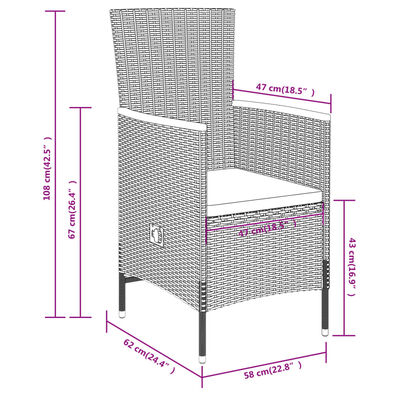 vidaXL Juego de comedor de jardín 5 piezas con cojines gris