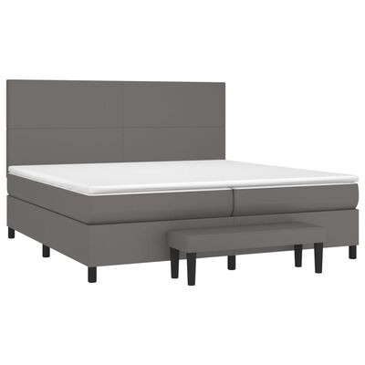 vidaXL Cama box spring con colchón cuero sintético gris 200x200 cm