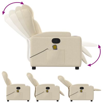 vidaXL Sillón de masaje reclinable de tela crema