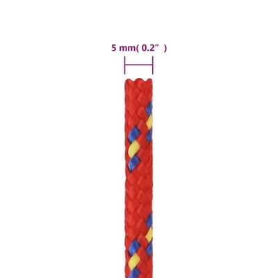 vidaXL Cuerda de barco polipropileno rojo 5 mm 500 m