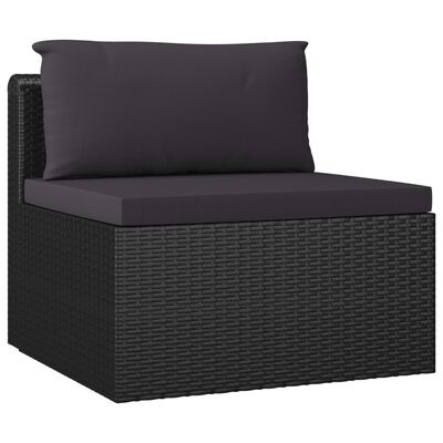 vidaXL Set muebles de jardín 9 piezas y cojines ratán sintético negro