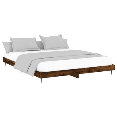 vidaXL Estructura de cama sin colchón madera roble ahumado 150x200 cm