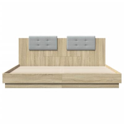 vidaXL Cama con cabecero madera de ingeniería roble Sonoma 180x200 cm