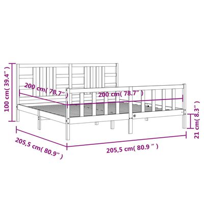 vidaXL Estructura de cama con cabecero madera maciza blanco 200x200 cm