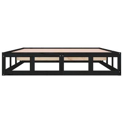 vidaXL Estructura de cama doble de madera maciza negro 135x190 cm