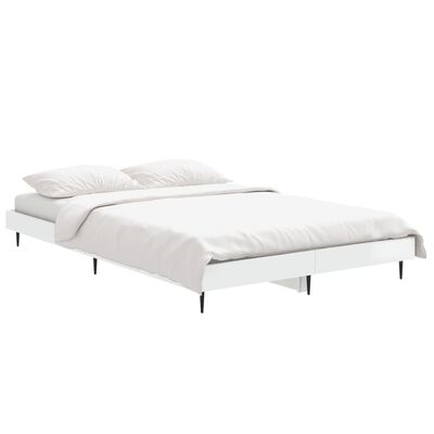 vidaXL Estructura de cama madera de ingeniería blanco brillo 120x190cm