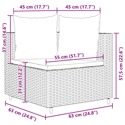 vidaXL Set de sofás de jardín 7 pzas con cojines ratán sintético gris