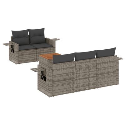 vidaXL Set de muebles de jardín 6 pzas y cojines ratán sintético gris