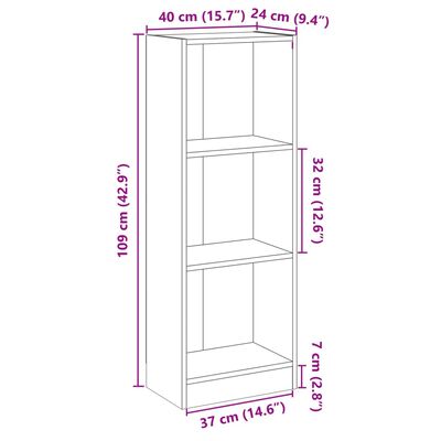 vidaXL Estantería de 3 niveles madera ingeniería blanco 40x24x109 cm