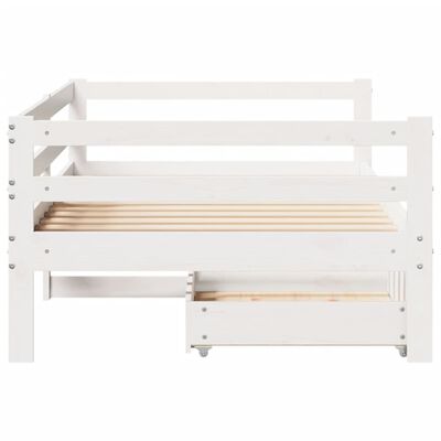 vidaXL Sofá cama con cajones madera maciza de pino blanco 90x200 cm